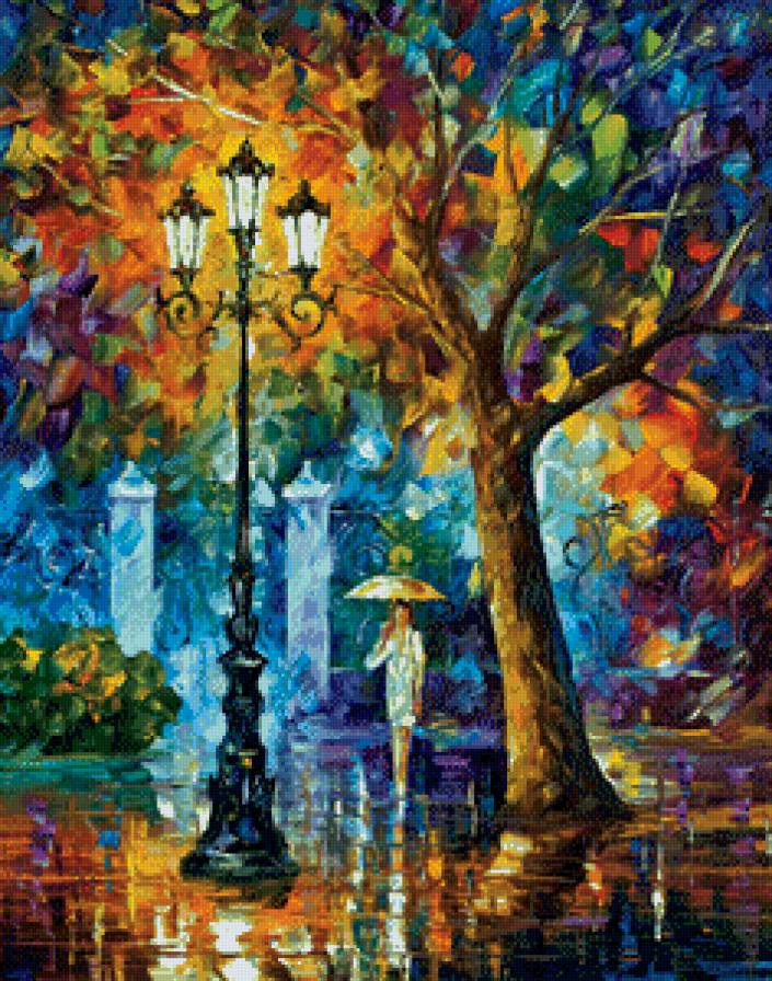 Прогулка - художник афремов, картина - предпросмотр