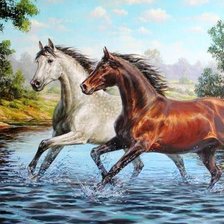 Схема вышивки «Лошади»