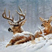 Схема вышивки «Лесные олени»