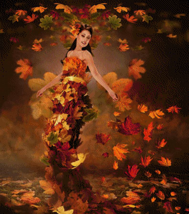 Loving autumn colors - осень, листья, девушка - предпросмотр