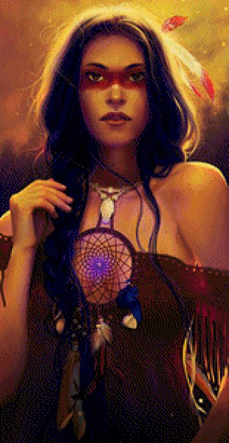 №567176 - перо, индеец, девушка, ловец снов - предпросмотр