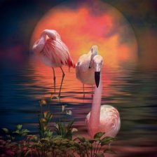 Схема вышивки «фламинго»