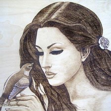 Схема вышивки «Девушка с птицей»