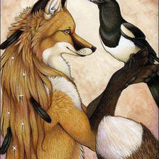 Схема вышивки «Тотем"Лиса и сорока"»