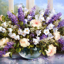 Схема вышивки «пионы букет»