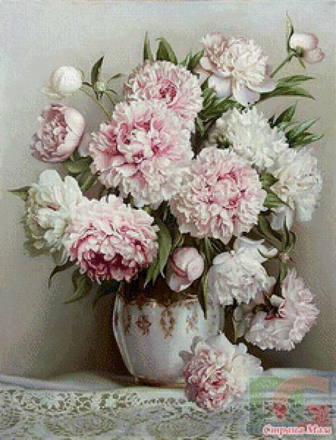 пионы в вазе - ваза, цветы, букет, пионы, окно - предпросмотр