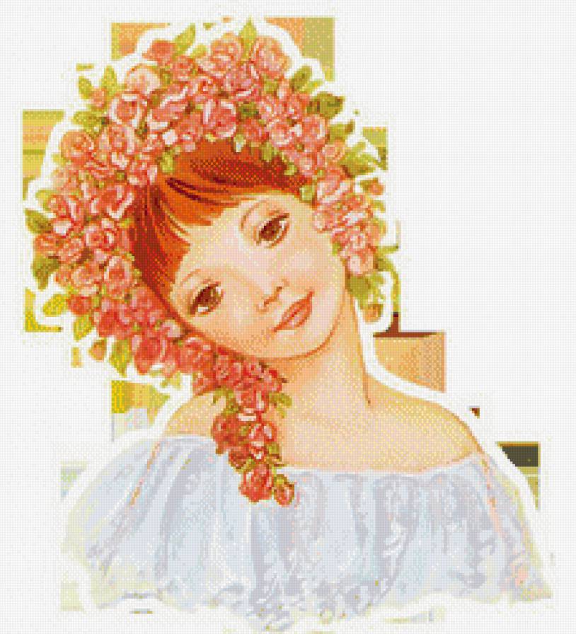 русская красавица - она, венок, красота, цветы, образ, женщина, девушка - предпросмотр