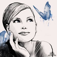 Схема вышивки «Девушка с бабочкой»