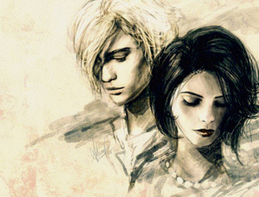 Парень с девушкой - монохром, любовь, пара, девушка, парень - предпросмотр