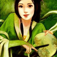 Схема вышивки «Девушка с веером»