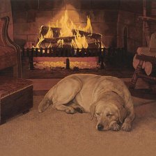 Схема вышивки «пёс у камина»