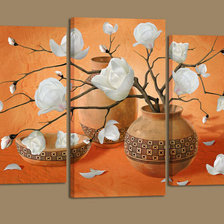 Триптих Цветы в горшке