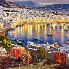 Схема вышивки «Набережная в огнях»