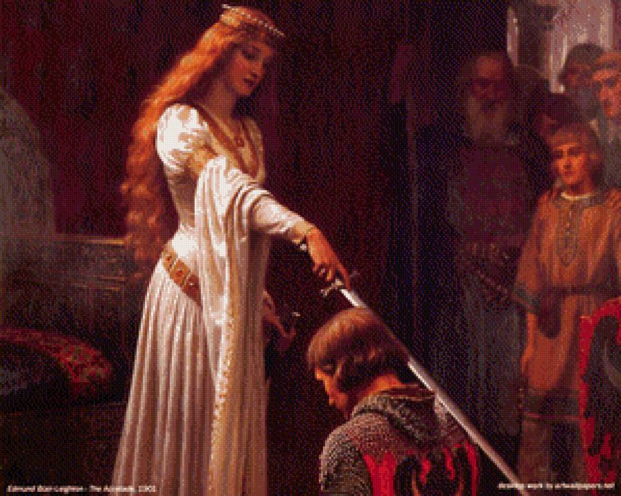 возведение в рыцари - картина, рыцарь, дама - предпросмотр