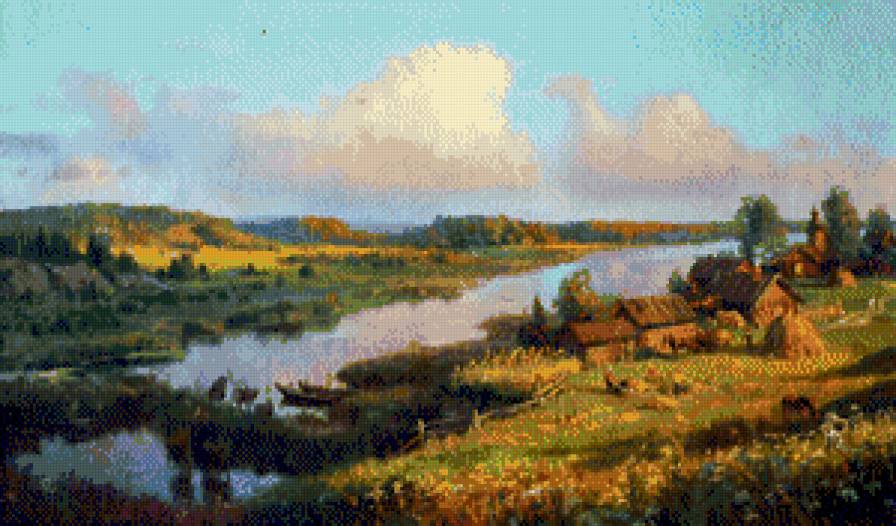 Wladimir Żdanow-Wieczor w sianokosy - natura, pejzaz, ziwopis - предпросмотр