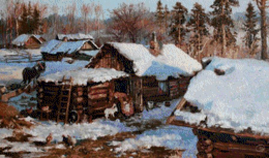 Wladimir Zdanow-Dworik - pejzaz, ziwopis, zima - предпросмотр