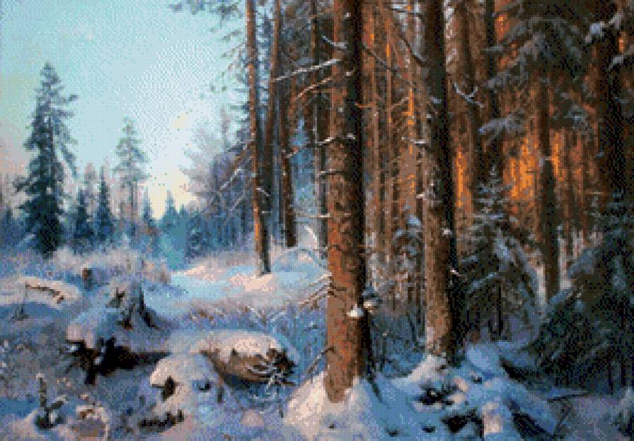 Wladimir Żdanow-Sosnowy bor - pejzaz, las, ziwopis, zima - предпросмотр