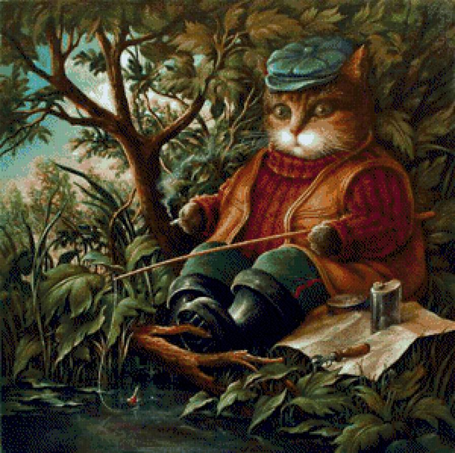 на рыбалке - котики - предпросмотр