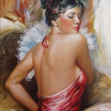 Схема вышивки «девушка с веером»