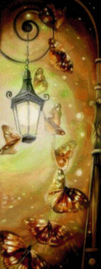 Бабочки и фонарь - бабочки, романтика, фонарь - предпросмотр