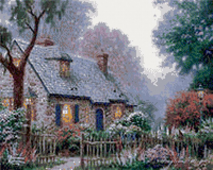 ЦВЕТЕНИЕ - пейзаж, дом, лето, цветы - предпросмотр