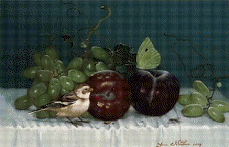 Jana Mowczan-Naturmort z ptaszkiem - martwa natura, ziwopis - предпросмотр