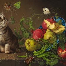 Схема вышивки «Jana Mowczan-naturmort z kotom»