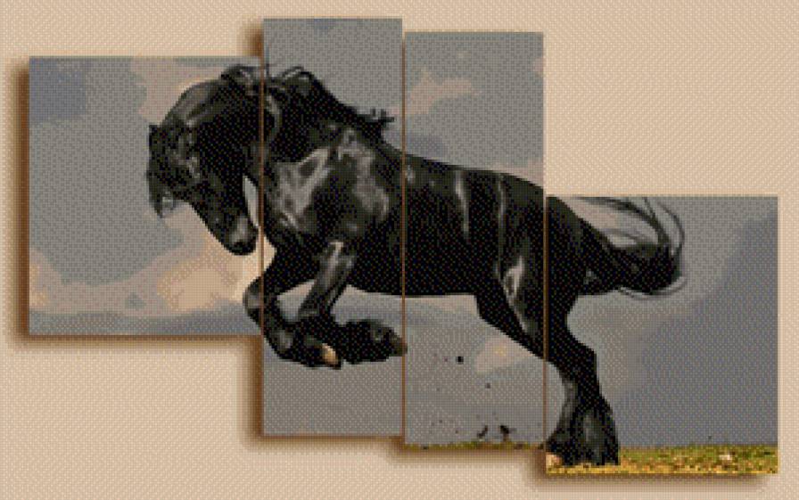 №569889 - конь, лошадь, скакун, триптих - предпросмотр