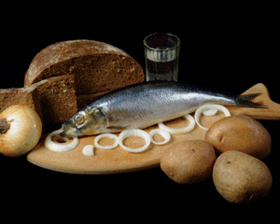 Русский натюрморт - рыба, натюрморт - предпросмотр