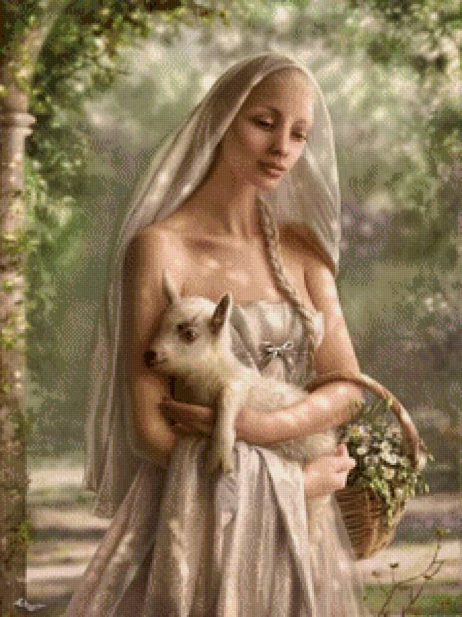 Девушка с козленком - красавица, фэнтези, девушка - предпросмотр