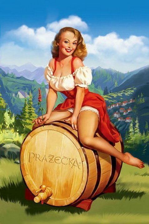 Девушка на бочке - девушка, ретро - оригинал