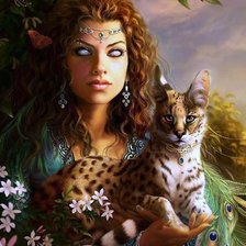 Схема вышивки «Девушка с рысью»