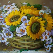 Схема вышивки «Ромашки и подсолнухи»