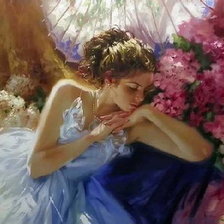 Схема вышивки «Девушка с сиренью»