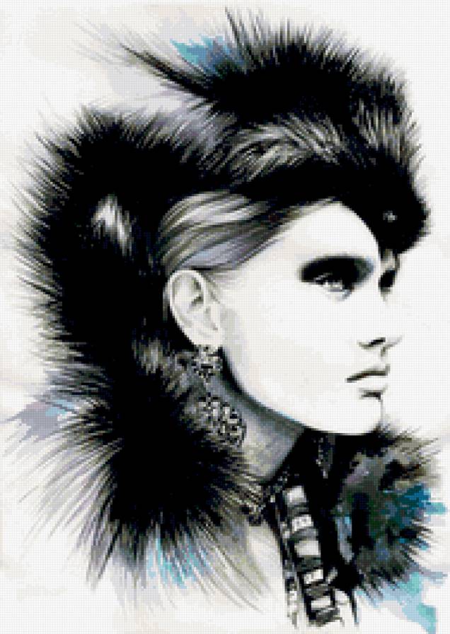 Эффектная дама - дама, девушка, красавица, монохром - предпросмотр