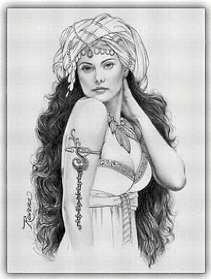 Шахерезада - дама, девушка, восток, монохром, красавица - предпросмотр