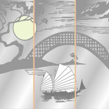 Схема вышивки «Восточно-азиатский мотив.Триптих.Монохром»