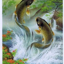 Схема вышивки «два карпа»