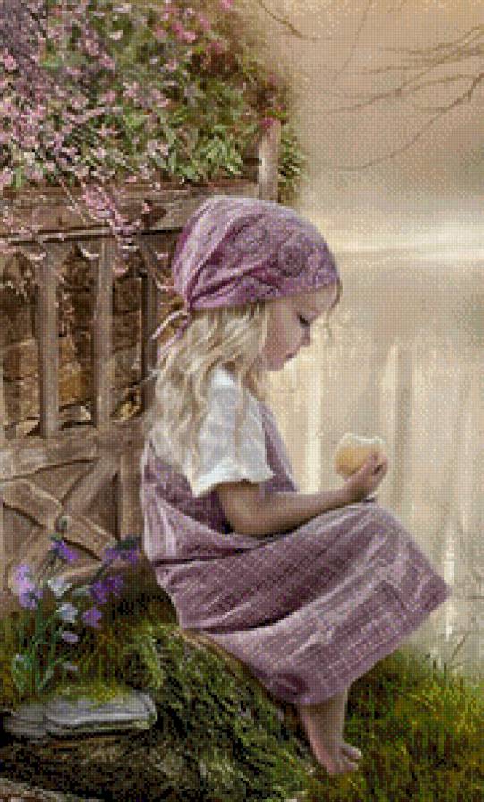 №571237 - цветы, яблоко, ребенок - предпросмотр