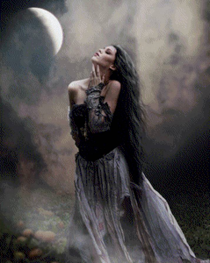 №571252 - ночь, луна, готика, девушка - предпросмотр