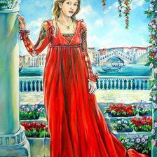 Схема вышивки «девушка в красном»