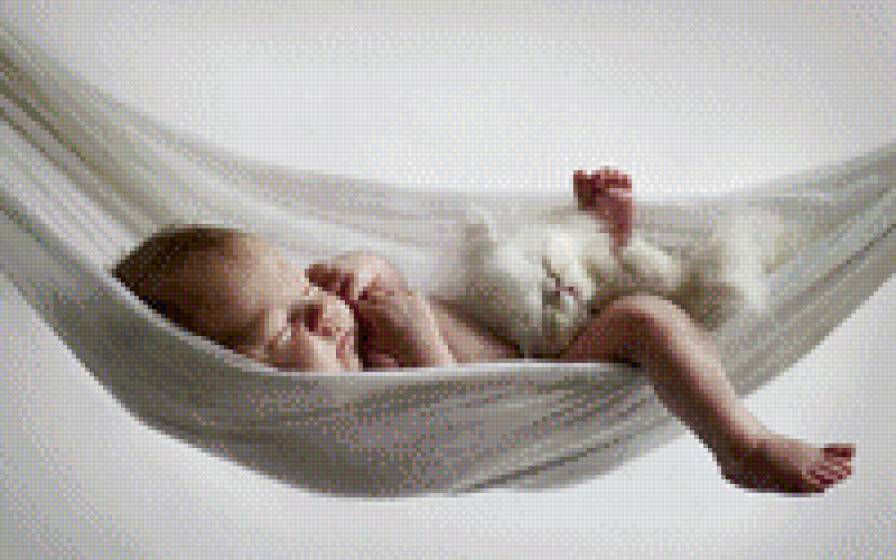 Безмятежность - сладкий, ребенок, сон, дитя, малыш, котенок, гамак, нежность - предпросмотр