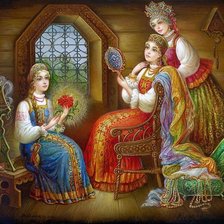 Схема вышивки «три девицы»