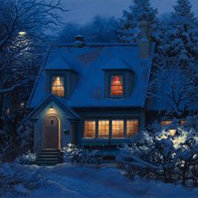 Схема вышивки «Зимний домик»