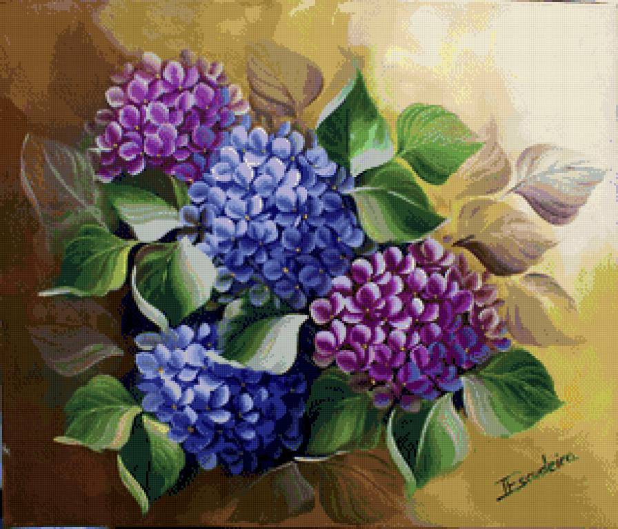 гортензия - картина цветы - предпросмотр