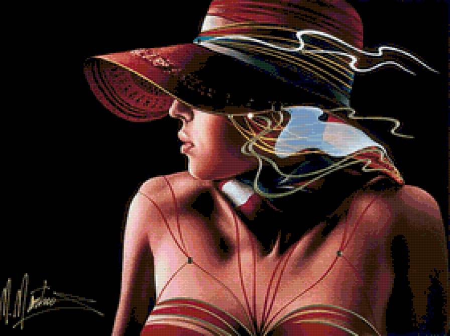 MARTIROS MANOUKIAN.Красная интрига - дама, девушка, живопись, люди, портрет - предпросмотр