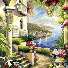 Схема вышивки «Домик с видом на океан»