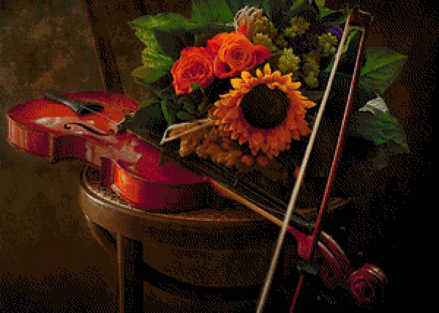 Скрипка - букет, натюрморт, скрипка - предпросмотр