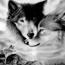 Схема вышивки «пара волков»