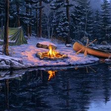 Схема вышивки «костер на берегу»